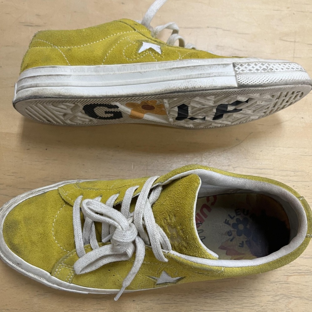 Converse Golf Le Fleur One Star Shoes Mens Size 8 Yellow Suede Sulfur Sneakers‎